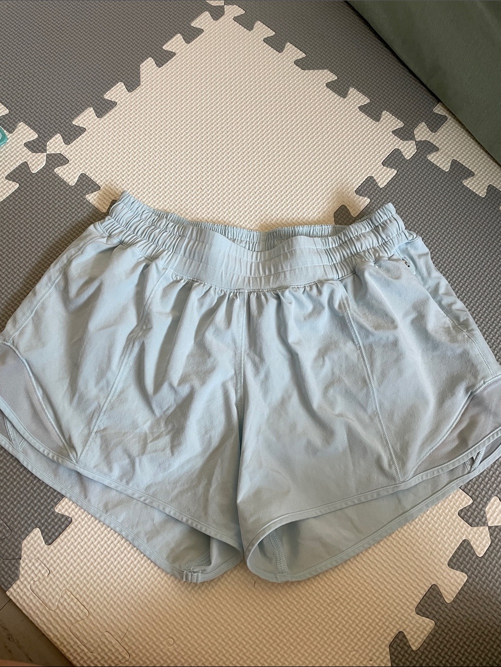 Women's Hotty Hot Light Blue Elastic-Waist Athletic Shorts